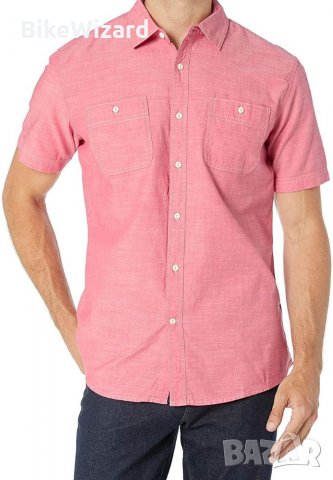 Amazon Essentials Regular-Fit риза Chambray с къс ръкав НОВА, снимка 4 - Ризи - 34931253