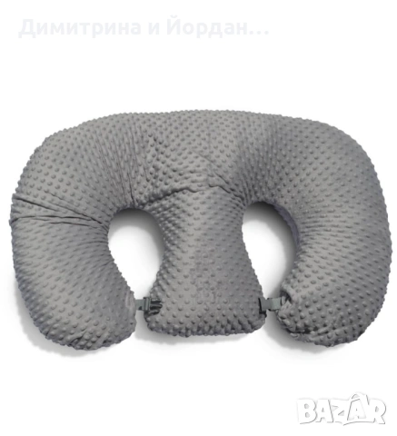 Възглавница за хранене за близнаци сиво минки