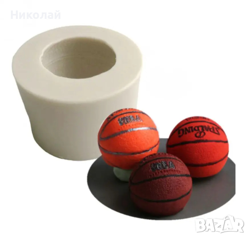 Силиконов молд Баскетболна топка за свещи фондан декорация на торта бонбони  лед епоксидна смола NBA, снимка 1 - Форми - 44731445