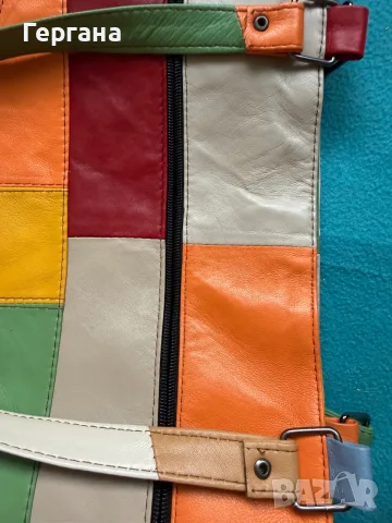 Дамска цветна чанта (Patchwork) от 100% естествена кожа, снимка 9 - Чанти - 56436632