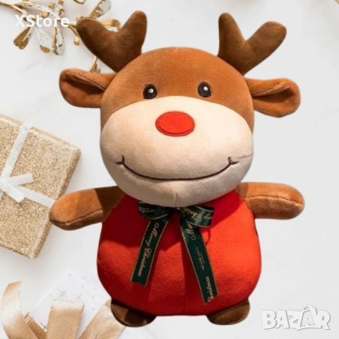 Коледна плюшена играчка 25см – Дядо Коледа или Еленче, снимка 5 - Плюшени играчки - 52441986