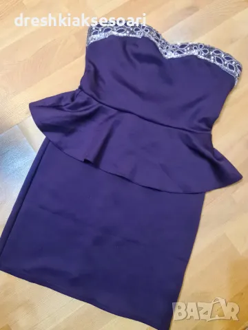 Официална рокля в лилаво с пайети и камъни