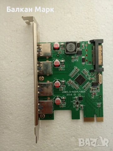 PCIe USB 3.0 контролерна карта – 4 порта, нова, с драйвери, снимка 3 - Други - 50700963
