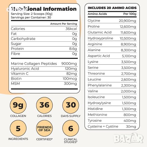 Морски колаген на прах за жени - 30 порции, снимка 4 - Хранителни добавки - 42812813