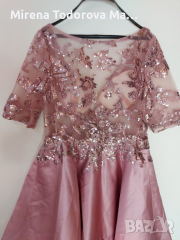 Абитуриентски рокли с А-силует асиметрично сатенено деколте и дантелени пайети, снимка 5 - Рокли - 36690912