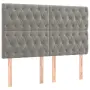 vidaXL LED горна табла за легло, светлосива, 160x7x118/128 см, кадифе, снимка 4