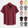Мъжка едноцветна риза с къс ръкав, 11цвята 