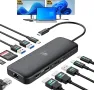 USB C докинг станция за лаптоп, 2 HDMI*4К, 1000Mbps Ethernet, 5 USB A/C порта, слот за SD/TF карта, снимка 1