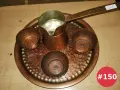 Автентичен меден сервиз от кована мед (джезве, 3 чаши и поднос), снимка 1