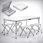 Сгъваема къмпинг маса с 4 стола и отвор за чадър - Алуминиева, снимка 1