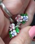 Уникални обеци с ръчно рисуван емайл и кристали - цветя, снимка 8