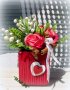 Момини сълзи и рози в квадратна кашпа, снимка 1 - Подаръци за рожден ден - 23987967