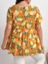 Прекрасна Широко Скроена Блуза / Туника с Жълти Лимони / Италия, снимка 3