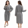 Дамски хотелски халат, класически, удобен, топъл, с връзки, мек, сив, снимка 2