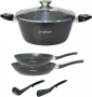 Комплект съдове за готвене 6 части Cheffinger – тенджера 24 см, тигани 24 и 28 см, за индукция, снимка 2
