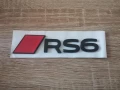емблема Audi RS6 нов стил черно с червено, снимка 1