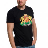 Нова мъжка черна тениска с релефен трансферен печат Герб на България , снимка 7 - Тениски - 28017520