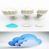 3 бр мини облак облаци пластмасови резци форми бутало резец форма пластмасови с релеф фондан, снимка 2 - Форми - 36720474