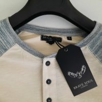 Мъжка памучна блуза с цепка и копчета BRAVE SOUL ,размери -  M, L, XL и XXL .              , снимка 5 - Блузи - 39266204