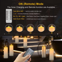 PChero соларни акумулаторни свещи с дистанционно управление, 2 бр. LED - 25,4 см, снимка 3 - Декорация за дома - 44658350