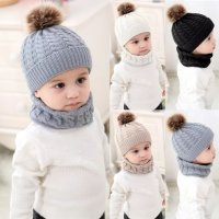 Бебешки комплект зимна шапка и шал, снимка 2 - Бебешки шапки - 30917254