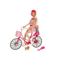 Кукла Mercado Trade, Бети с дете, куче, колело и аксесоари, снимка 1 - Кукли - 42924628