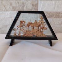 Диорама - азиатско изкуство от корк - ръчна изработка, снимка 1 - Антикварни и старинни предмети - 39435303