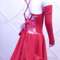 Детска рокля за спортни танци в червен цвят и гол гръб, снимка 9 - Детски рокли и поли - 42805133