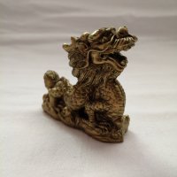 Сувенир малка статуетка китайски дракон в бронзов цвят, снимка 4 - Декорация за дома - 44466513