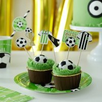 6 бр сет топери футбол футболни за мъфини кексчета торта декор украса топер, снимка 2 - Други - 40284314