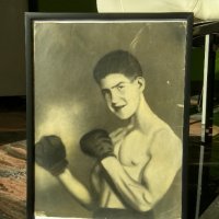 Стара снимка, графика на боксьор в рамка. , снимка 1 - Картини - 38793892