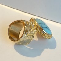 Позлатен пръстен с камък, снимка 7 - Пръстени - 35387912