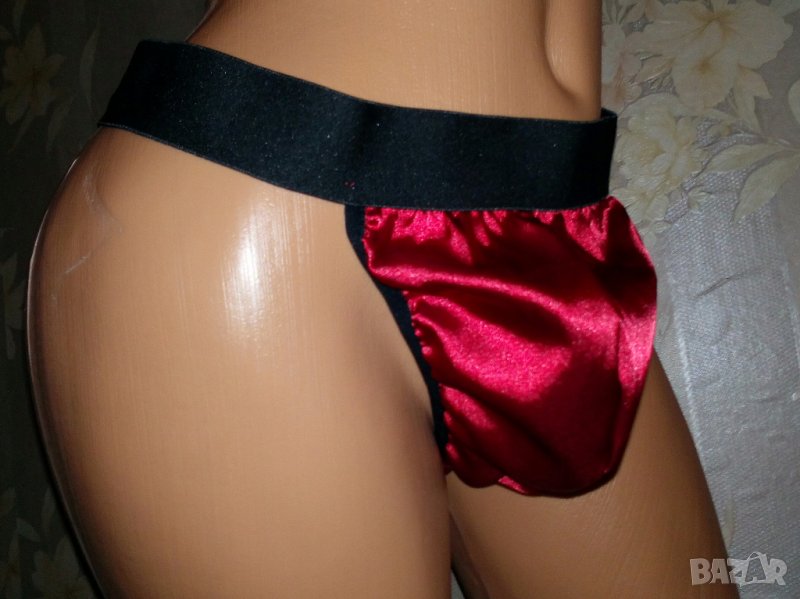 Iefiel-Нови с етикет мъжки секси прашки от червен сатен с черно ХХЛ б, снимка 1