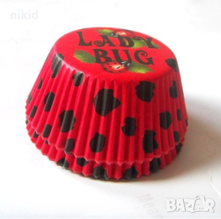 50 бр хартиени капсули калинка кошнички за кексчета мъфини парти, снимка 1