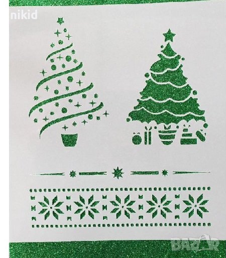 Елха и Борд стенсил кант шаблон спрей за торта украса сладки Scrapbooking, снимка 1