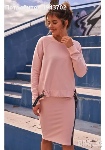 Дамска блуза с асиметрична кройка в розов цвят M492 MOE, снимка 1