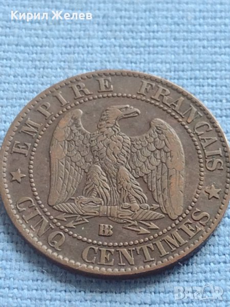 Рядка монета 5 сантима 1864г. Франция Наполеон трети за КОЛЕКЦИЯ 30419, снимка 1