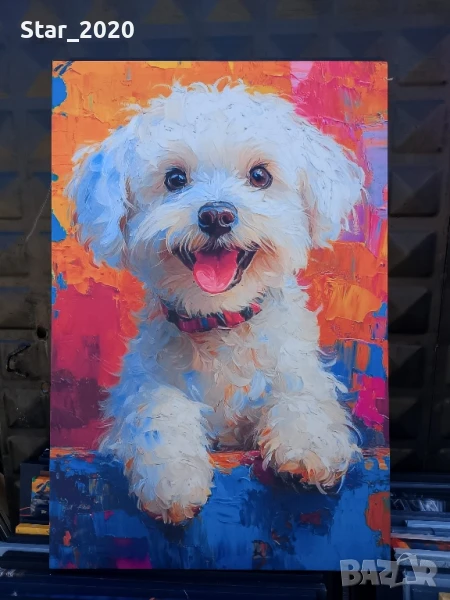 Светеща картина с LED осветление - кученце, снимка 1