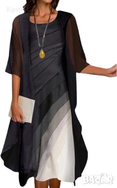 Елегантна рокля от две части, размер М, снимка 1