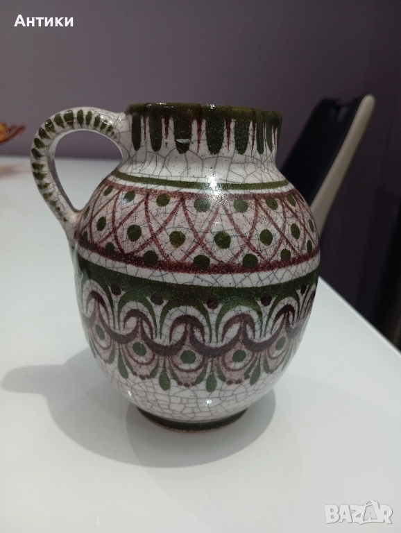 Керамична стара кана маркирана , снимка 1