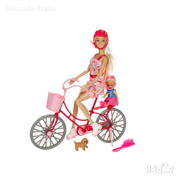Кукла Mercado Trade, Бети с дете, куче, колело и аксесоари, снимка 1