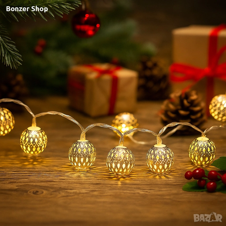 Коледни лампички – метални фигурки, снимка 1