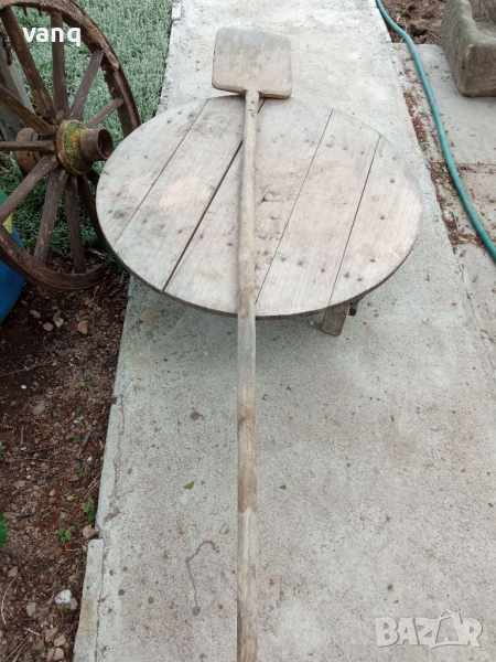 Стара дървена лопата за пещ или декорация, снимка 1