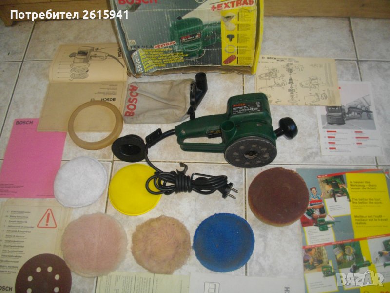 Швейцария-Почти Нов-Шлифовъчна Машина/Кръгъл Ексцентър Виброшлайф-Bosch PEX115A-Пълен Комплект-Бош, снимка 1