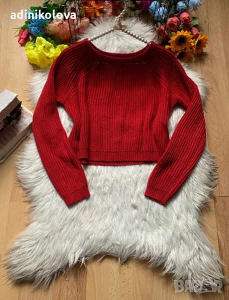 Червен кроп пуловер FB Sister, снимка 1