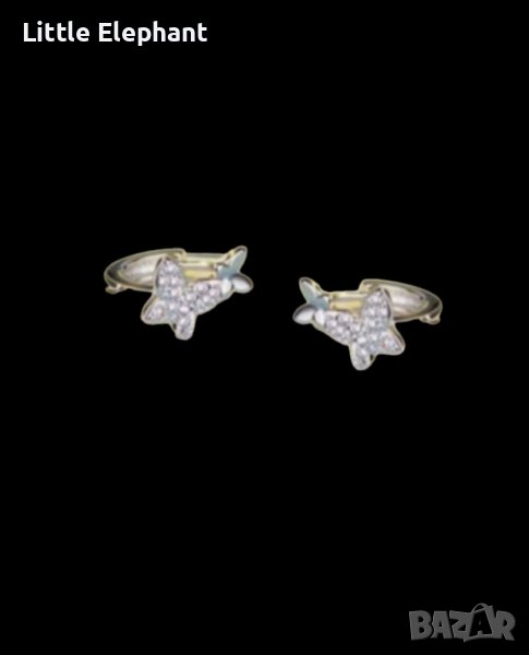 Сребърни обеци"Butterflys",white/нови, снимка 1