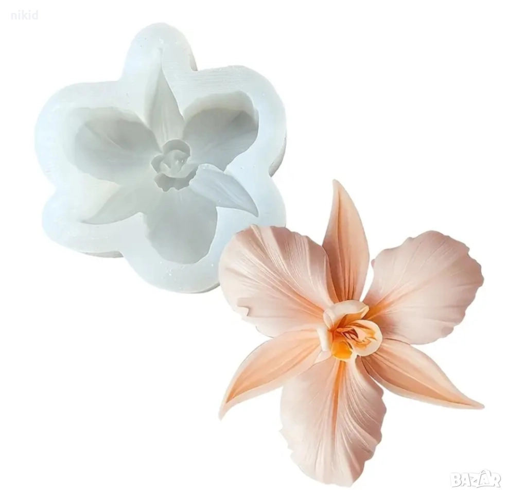 Орхидея Фаленопсис цвете среден размер дълбок силиконов молд форма фондан шоколад гипс смола сапун, снимка 1