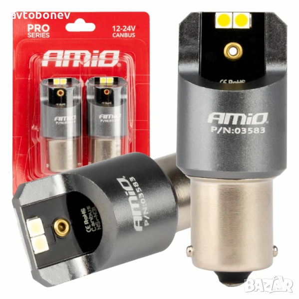 LED крушки AMIO PRO CANBUS с една светлина(P21W-BA15S)12-24V к-т /2бр./, снимка 1
