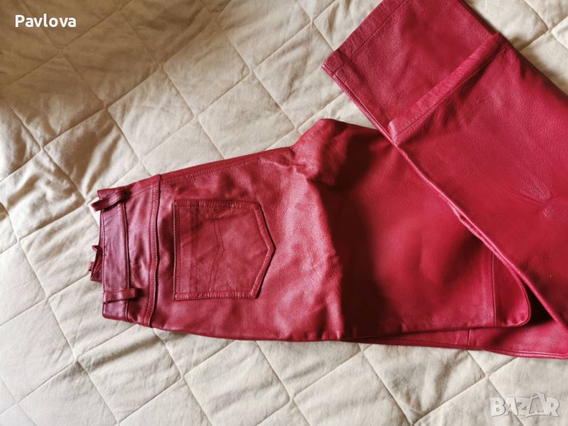 Червен панталон Естествена кожа  100 лева М размер, снимка 1