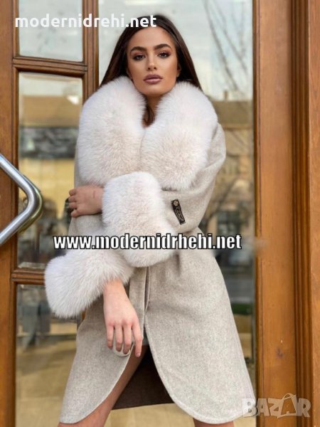Дамско луксозно палто кашмир вълна и лисица код 144, снимка 1